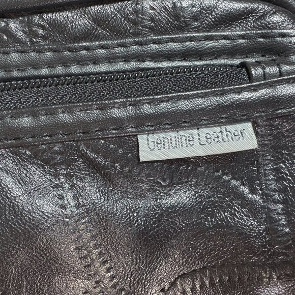 Genuine Leather Patchwork Laptop Bag Travel Office Briefcase Black - Picture 7 of 15